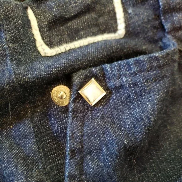Levis Shorthorn Denim Skirt Sanforized Western Diamond Pearl Snap ALine Midi Vtg